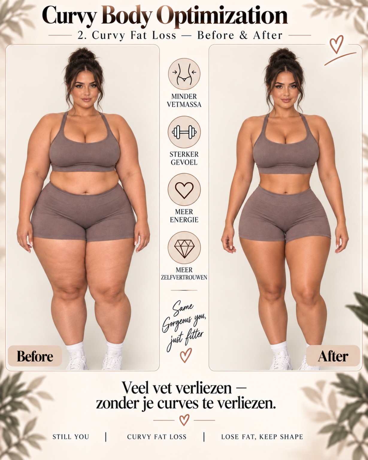 Afvallen met aandacht voor curves — conceptillustratie